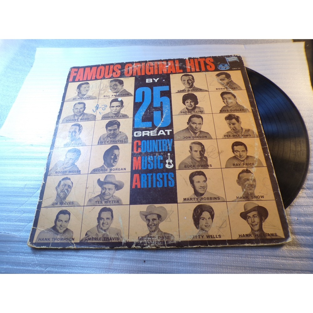 Famous Original Hits 25 Great Country Music Artists Vinyl LP Johnny Cash CMA 712